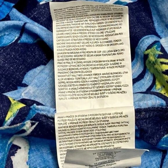 Vans Off The Wall Men's Casual Button Down Large Bonsai Blue Hawaiian Shirt EUC - Picture 5 of 8